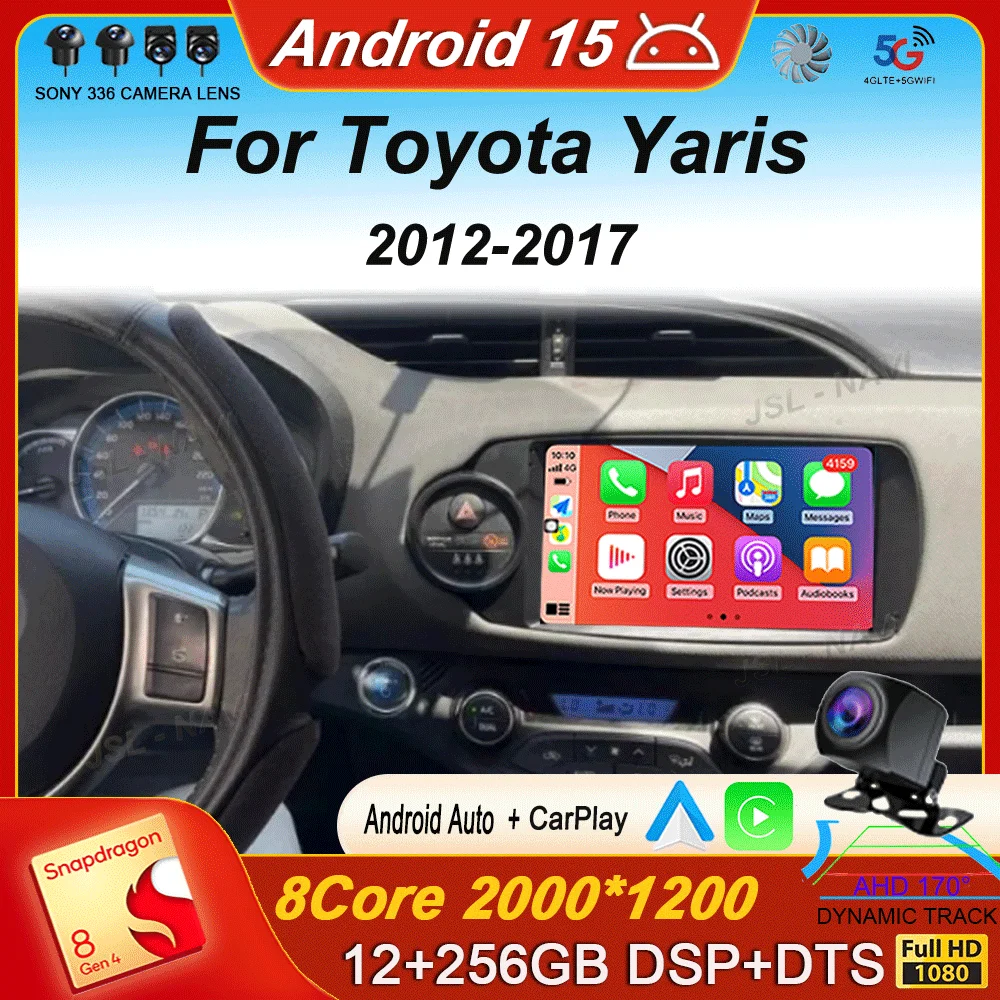 

Carplay Auto Car Radio For Toyota Yaris 2012 2013 2014 2015 2016 2017 Android 15 GPS Multimedia Player Stereo WIFI+4G video DSP