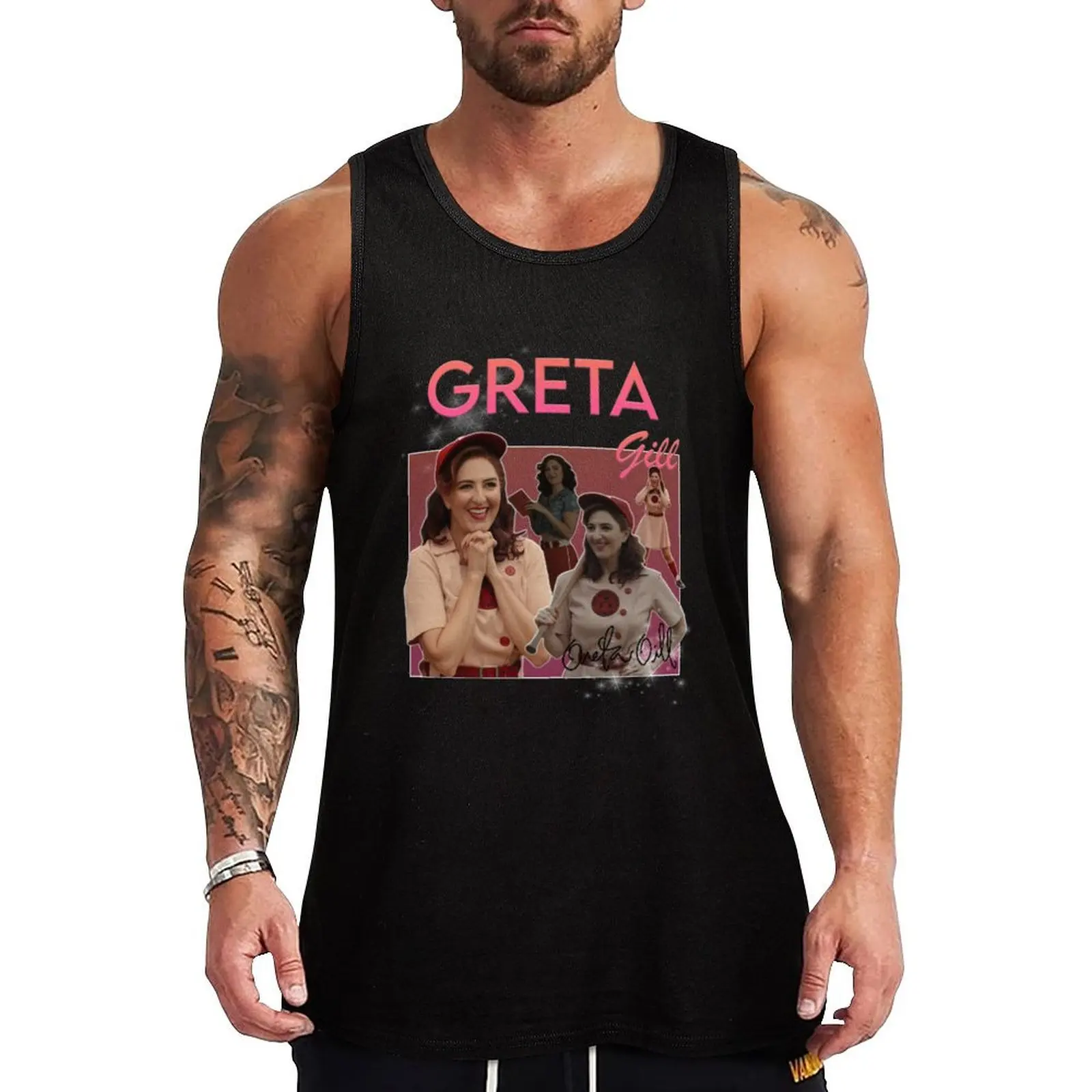 Greta Gill Vintage Tee Tank Top Vest t-shirt Men's vest for men