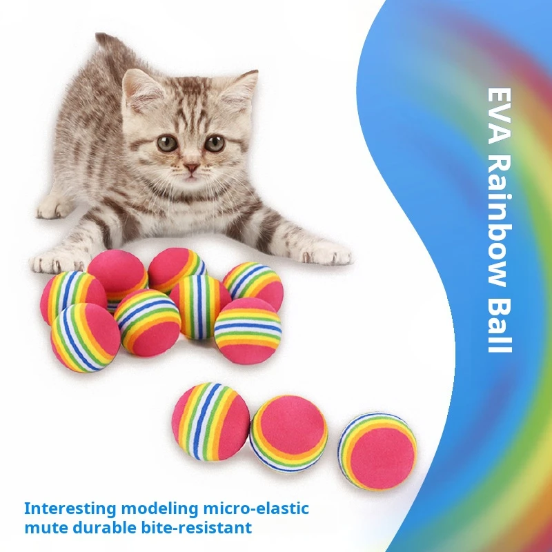 

Rainbow solid elastic ball for cats pet supplies for cats and dogs ball toys for playful EVA float Practical and well-designed