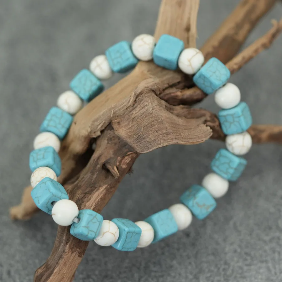 Unique Healing Bracelet Women Apparel Accessories Square Howlite Grade A Beads Strand Braslet Yoga Meditation Female Wristband