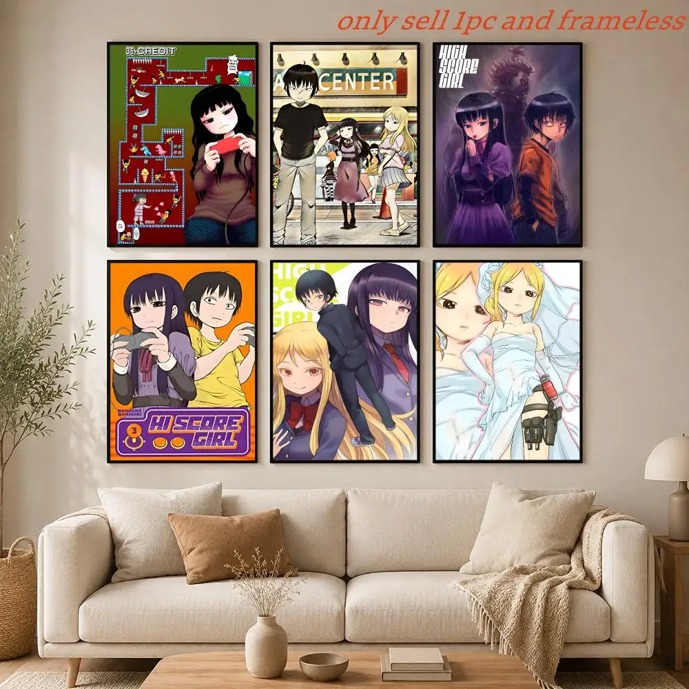 Cartoon H-Hi Score Girl Comic Poster Mural HD Wall Decals for Bedroom Living Room Home Self-Adhesive Decor Gift