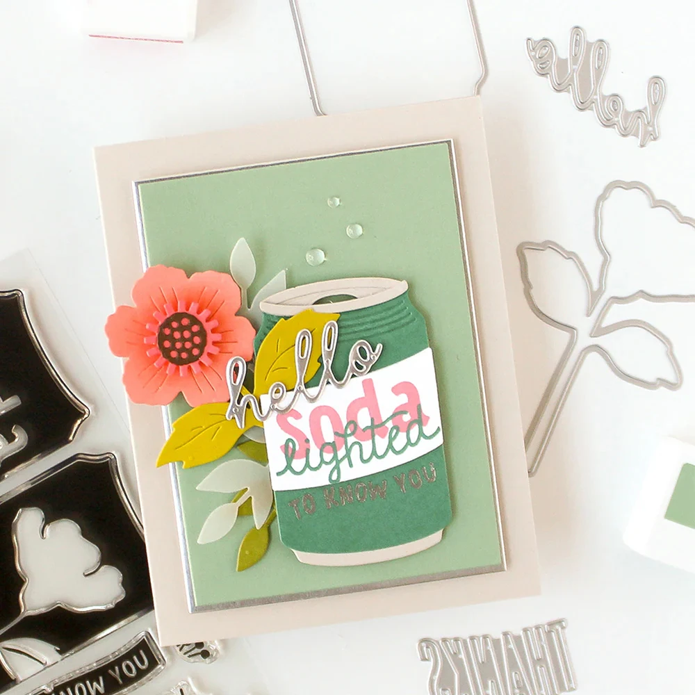 Love Door Soda Drink Spring Floral Dog Cat Hello Clear Stamps/Dies For DIY Scrapbooking Photo Album Making Card Crafts