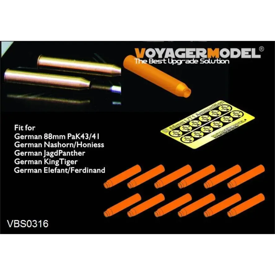 Модернизированные детали Voyager 1/35 VBS0316 WWII German 88mm L/71 Амуниционный картридж (12 шт.) (GP)