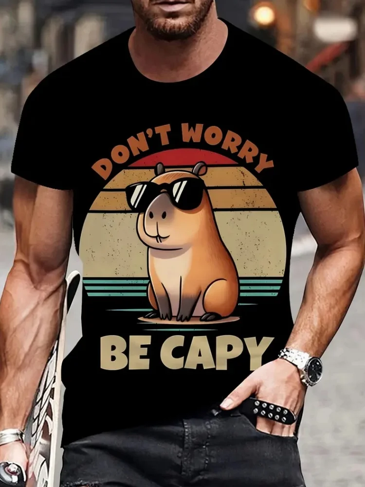 

Men's Clothing T-Shirt Cute Groundhog Animal 3D Printed Tops Summer Outdoor Trendy Hundred 0 Round Neck Large Size Men's T-Shirt