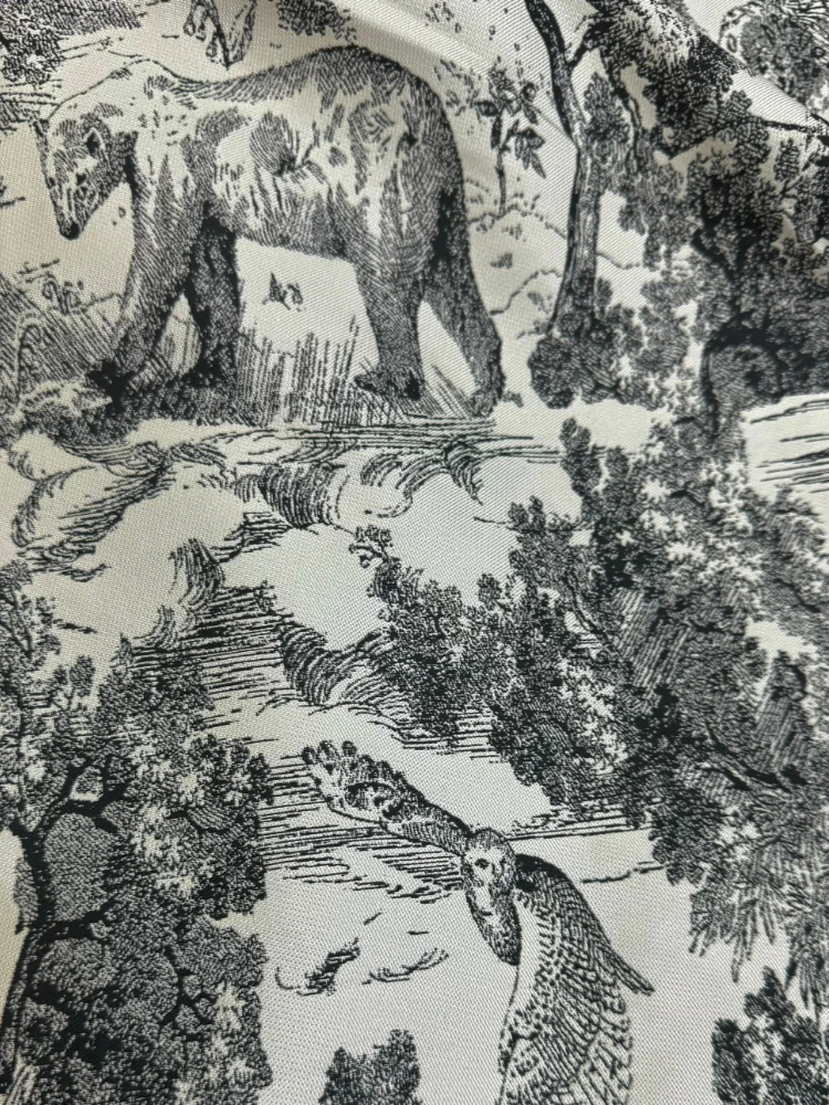 Jacquard Fabric Ink Style Off White Sketch Chinese Style Clothing Dres Design Fabrics for By The Meter Diy Wholesale Cloth