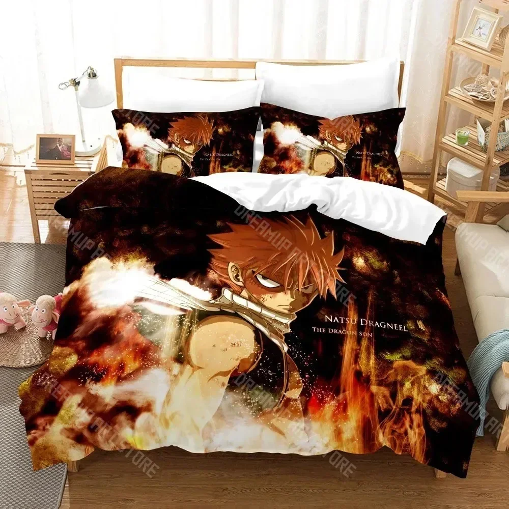 Exquisite 3D Print Anime Fairy Tail Logo Natsu Bedding Set Boys Girls Twin Queen Size Duvet Cover Pillowcase Bed Kids Adult Home
