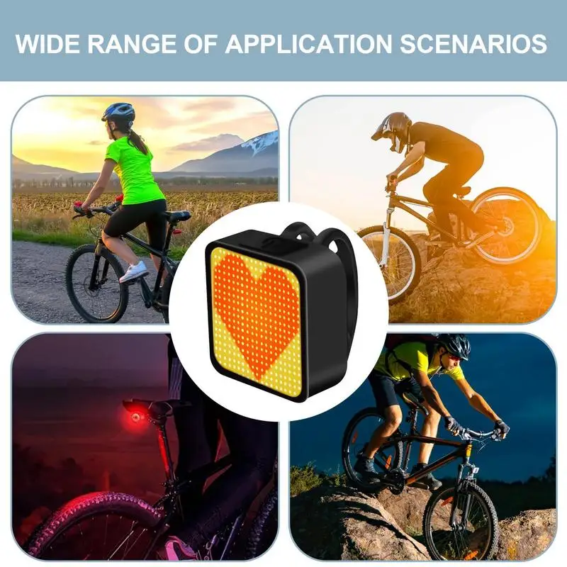 Cycling Tail Light Smart Love Expression LED Cycling Rear Light Bright Seat Back Safety Lamp Smart Cycling Tail Light For Night