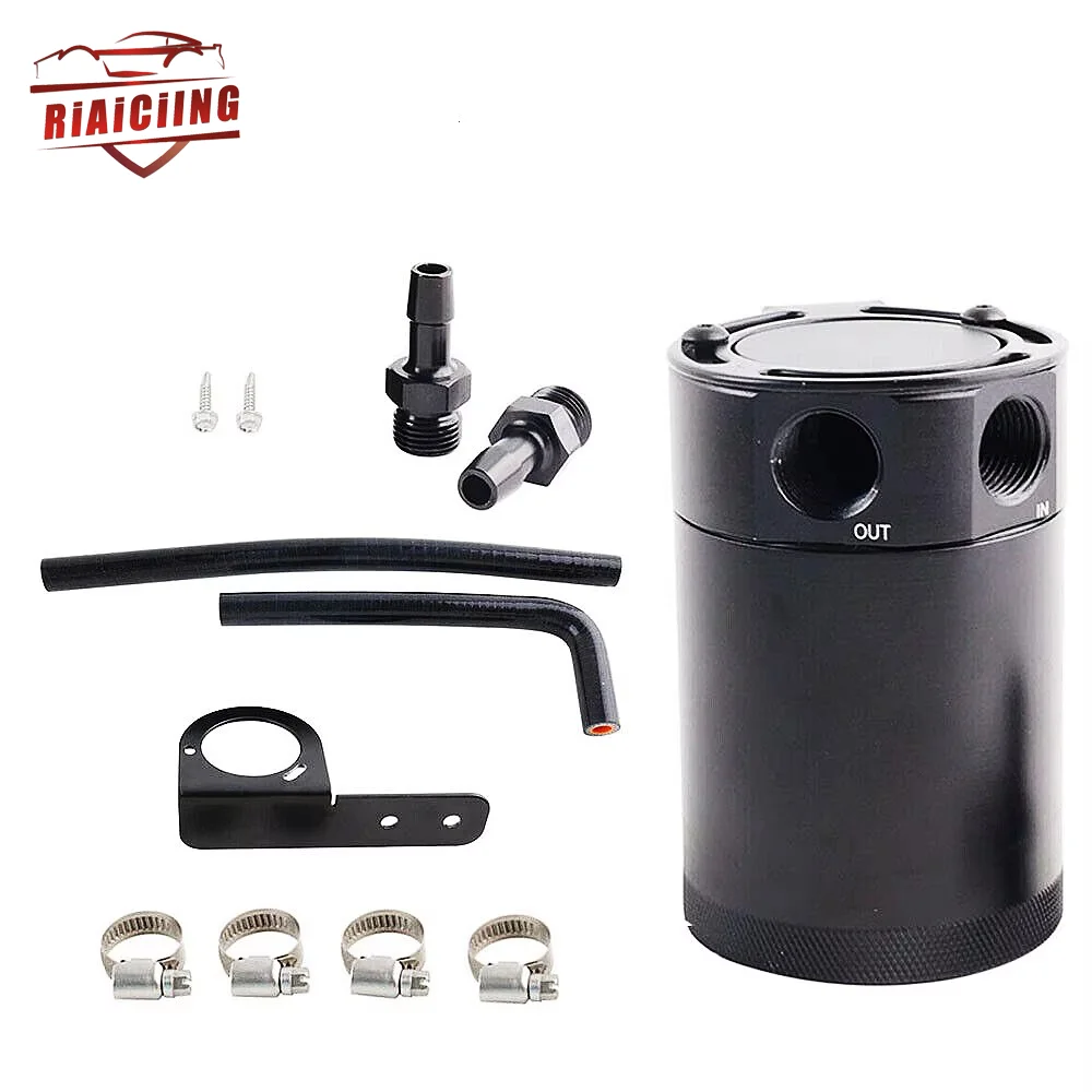 

For Honda Civic Oil Separator Catch Can Tank Kit 2 Ports Aluminum Oil Reservoir Tank With Hose Bracket Fuel Supply System