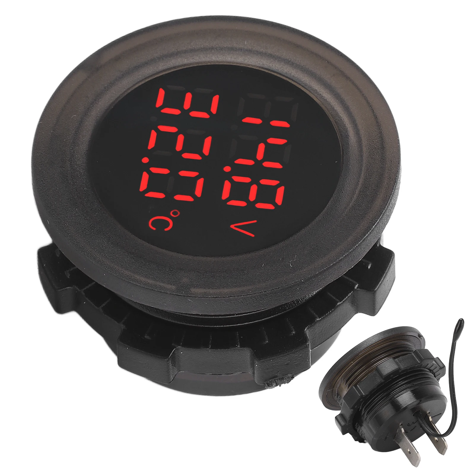 

Dual Display Temperature Voltmeter Clear Stable Display Waterproof Simple Installation Car Thermometer Detector Car Thermometer
