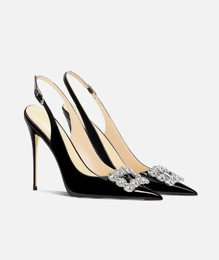 Black rhinestone square buckle – Rhinestone Sandal Women recenzja i cena