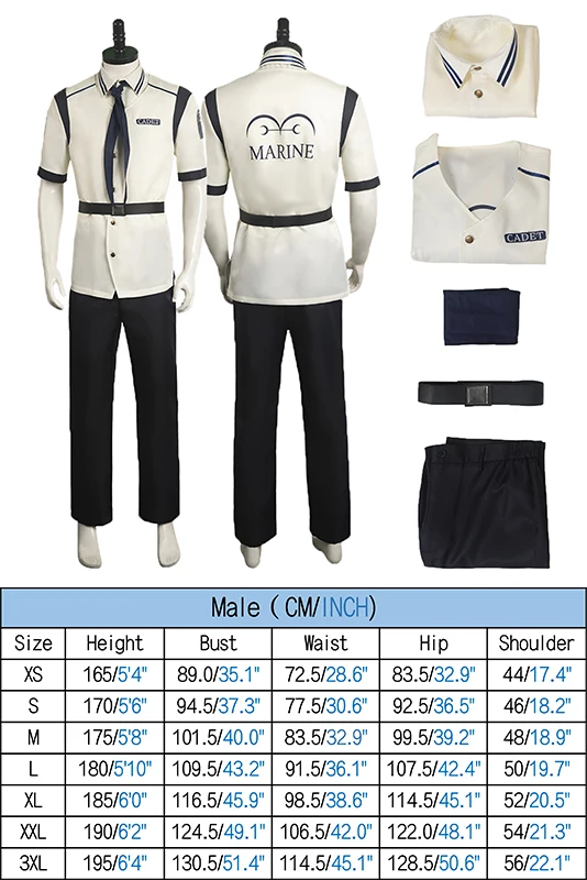 TV Piece Marine Cosplay Costume Outfit Accessories Short Sleeves Uniform Pants Halloween Carnival Suit For Male Roleplay