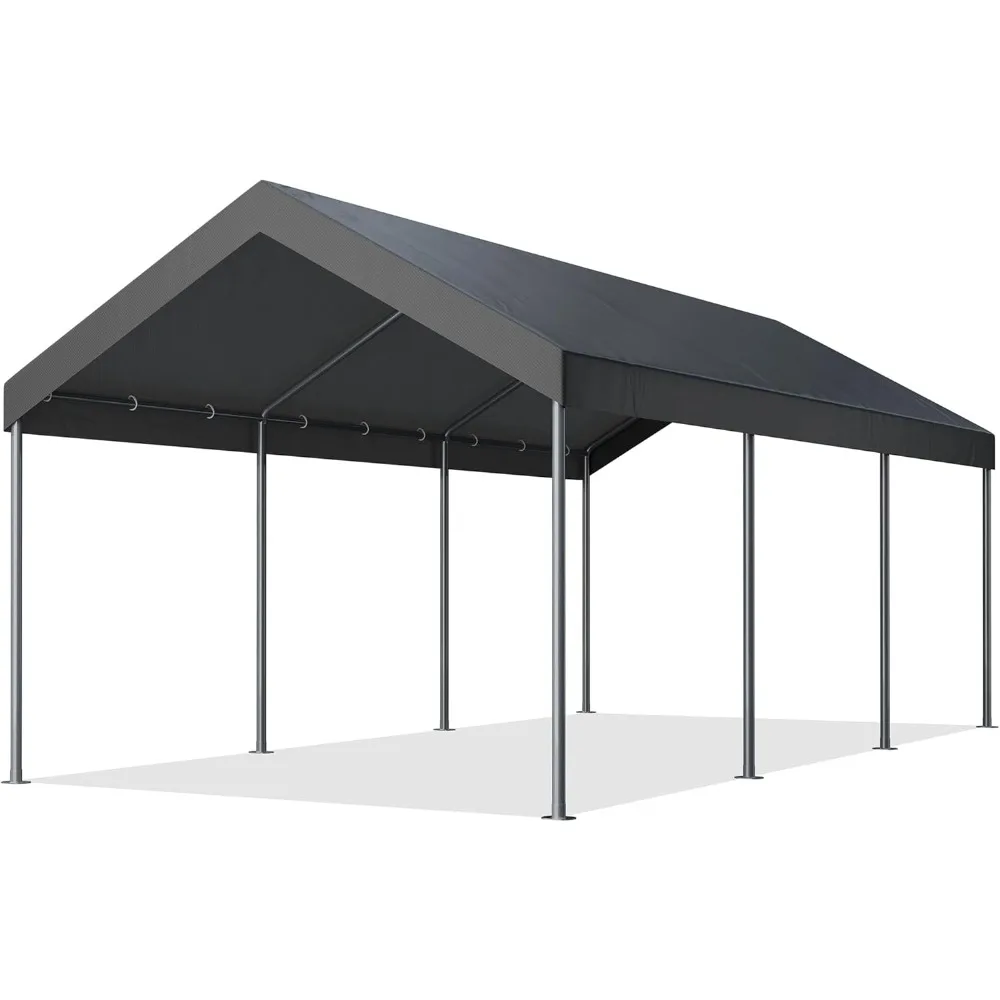 10 X 20 Ft Heavy Duty Carport Car Canopy with Powder-Coated Steel Frame, Portable Garage, Shelter Party Tent with 180g PE Tarp