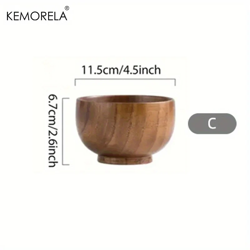 1PCS Natürliche Holz Reis Schüssel Haushalt Salat Eis Obst Holz Schüssel Küche Lebensmittel Lagerung Geschirr