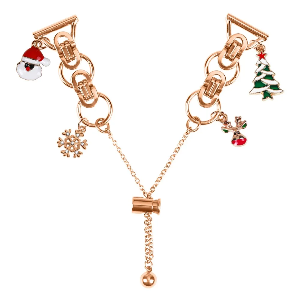 

For Coros Pace 2 Electroplated Metal Alloy Band Single Loop Chain Bracelet Strap - Rose Gold / Xmas