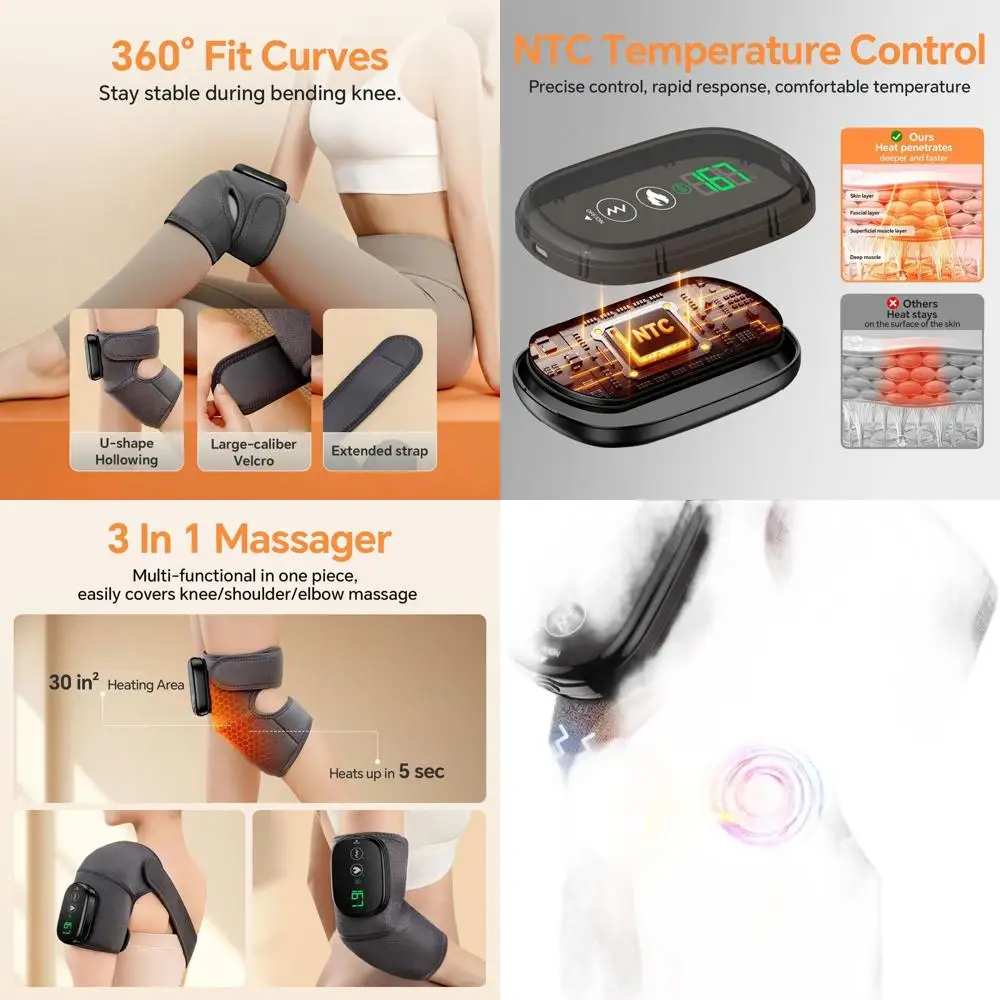 

3-in-1 Cordless Heat Massager for Feet, Knees, and Elbows with 210-Minute Battery Life and Touchscreen Controls