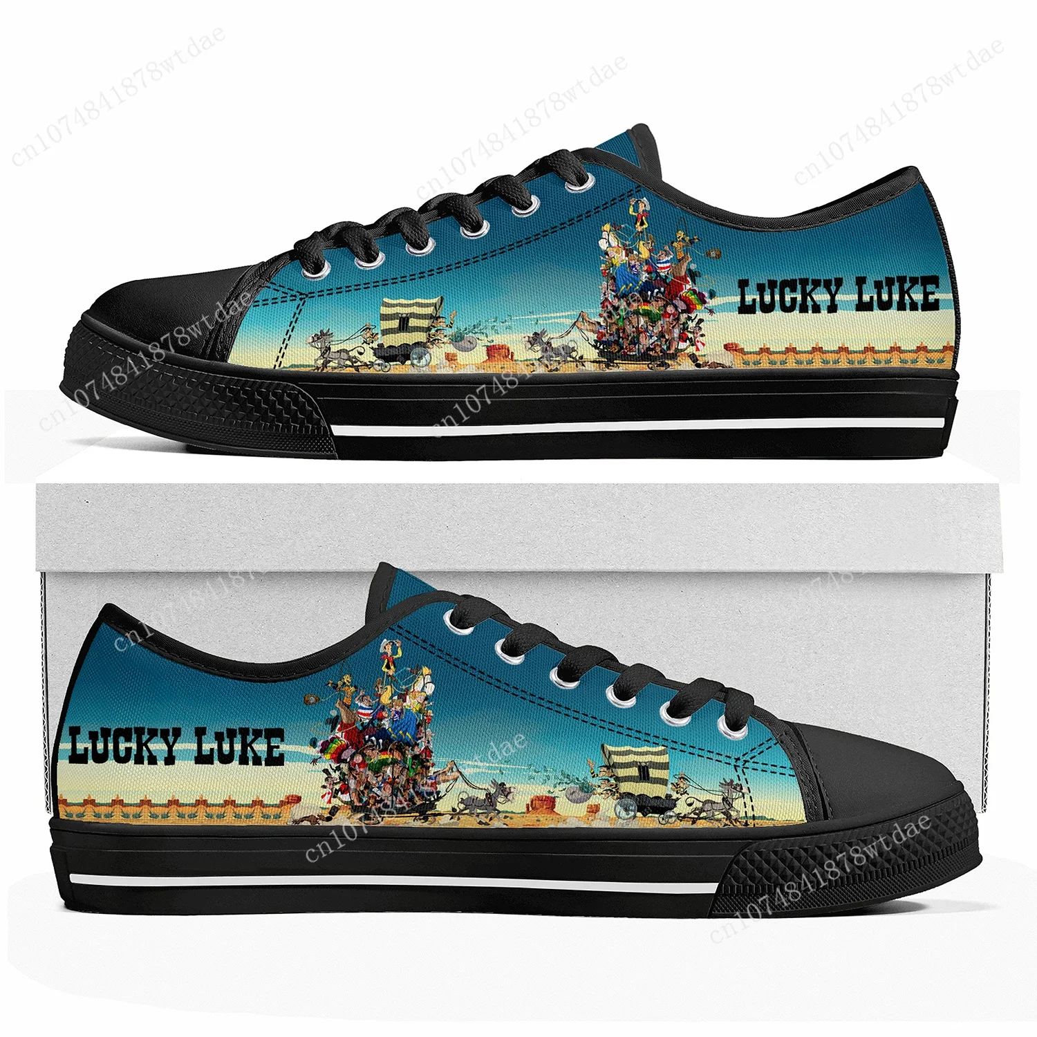 Lucky Luke Low Top Sneakers Womens Mens Teenager Cowboy High Quality Canvas Sneaker Casual Anime Cartoon Customize Shoes