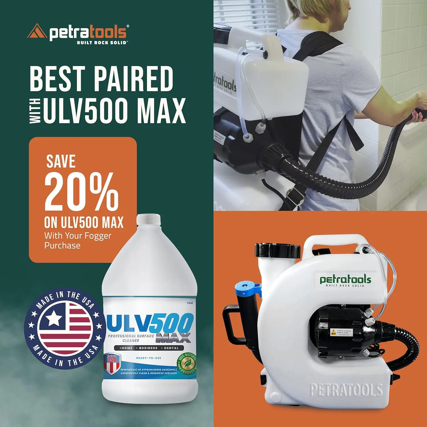 PetraTools Electric Fogger Machine, Mosquito  Machine, Insect Backpack Sprayer - ULV  with Extended Commercia