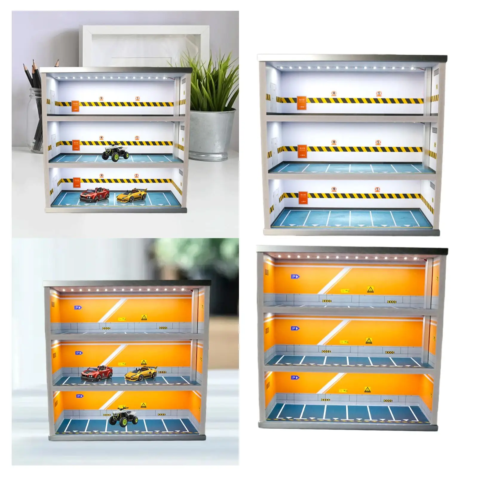 

1:64 Parking Lot Display Case Vehicle Garage Showcase for Figure Alloy Car