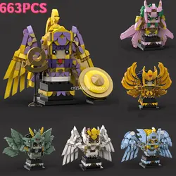 MOC Saint Seiyaed Action Figures Brickheadz Model Building Blocks Japanese Anime Athena Glacier Zilong Ikki Bricks Warrior Toys