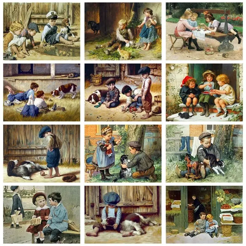 

CHENISTORY Pictures By Number Kits Cute Boy Home Decoration Painting By Number Figure HandPainted Art Gift