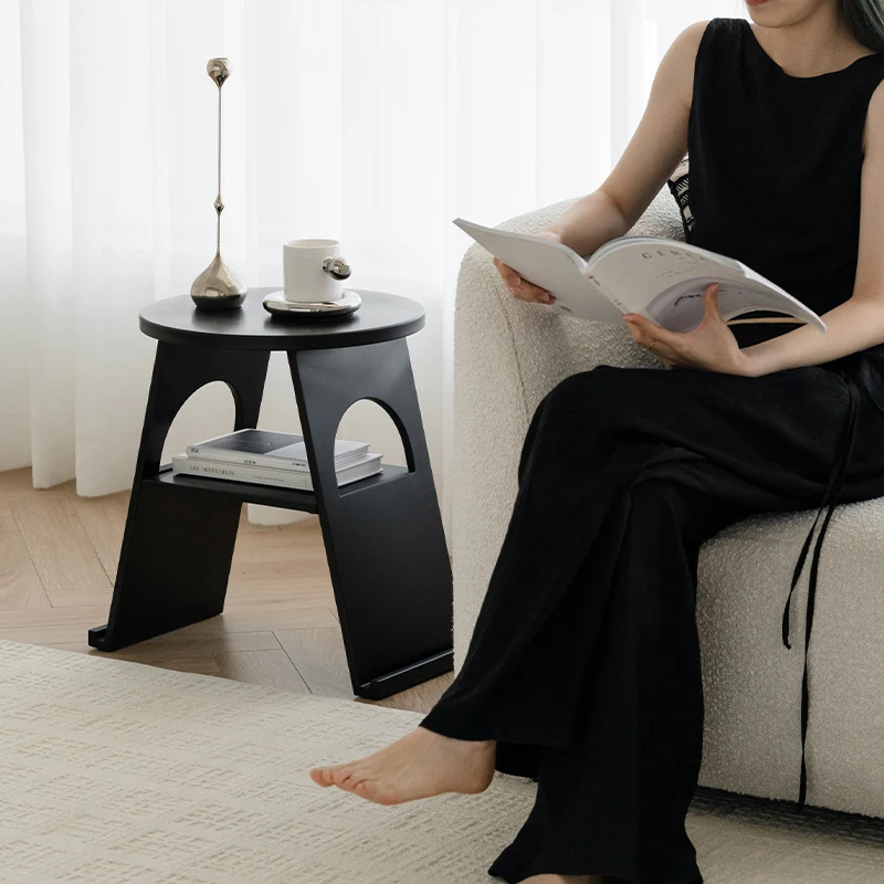 Multi-Functional Nordic Round Side Table Space Saving Nightstand Modern Minimalist Magazine Rack