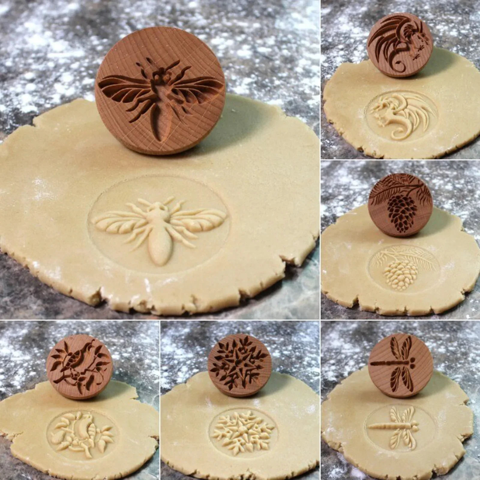 

Cookie Cutters and Embossers Flower Cute Interesting Cookie Mold 3d Cookie Mold Cutter Wooden Pastry Bakery Accessories