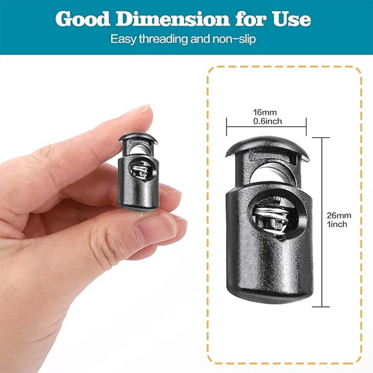 20/50/100Pcs Toggle Spring Stopper Buckle Single/Double Hole Drawstring Clip for Clothing Bag Shoelace Accessories
