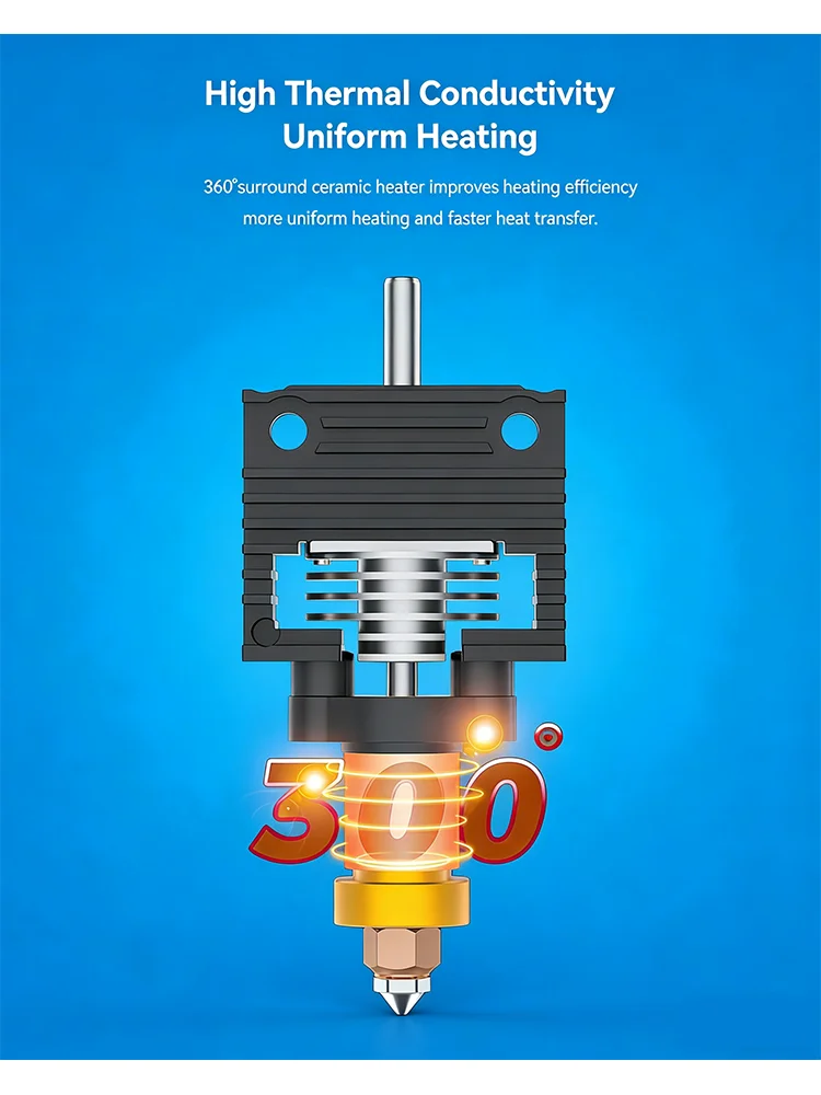 

Керамический нагревательный блок Creality 2025 K1 SE/K1C/K1/K1 Max Hotend, комплект с терминалом и защелкой, официальная новая версия, комплект сопел серии K1