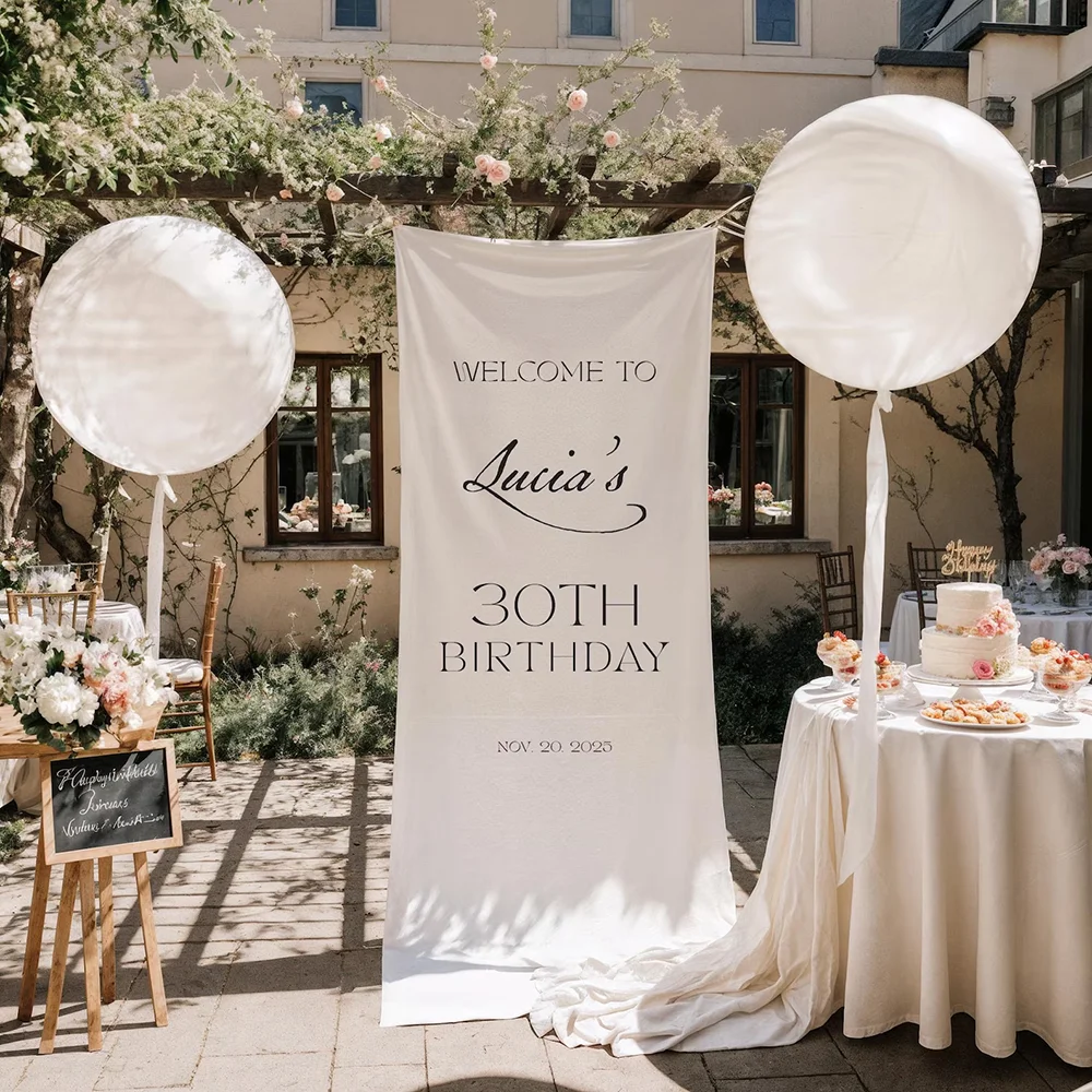 علامة قماش مخصصة لعيد الميلاد 16th 30th إكسسوارات خارجية لعيد الميلاد خلفية للحفلات علامة ترحيب أنيقة لتزيين الأحداث