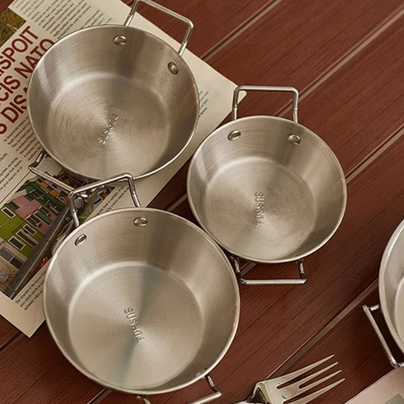 Olla de arroz y mariscos de acero inoxidable, sartén Paella para cocinar en casa, platos para Picnic, utensilios de cocina, cacerola, ollas secas con mango para Cocina