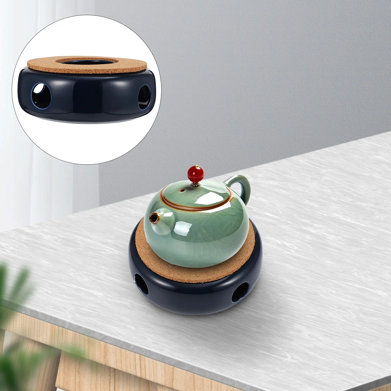 

1Pcs Retro Tea Heater Ceramic Wood Teapot Warmer for Warming Tea Heating Food in Hotel Office Daily Use Teapot Warmer