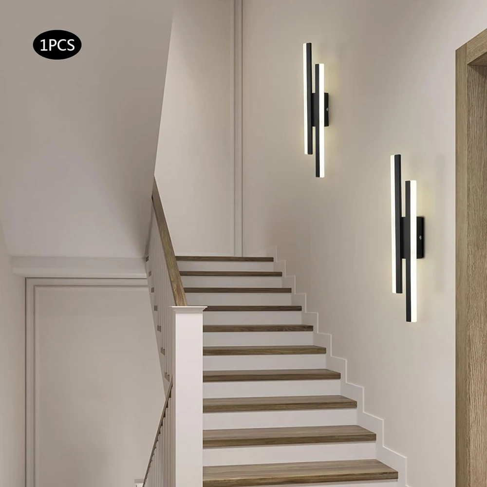 Lámpara de pared LED de alambre, candelabro minimalista moderno de hierro acrílico para dormitorio, sala de estar, pasillo, escalera, estilo escandinavo