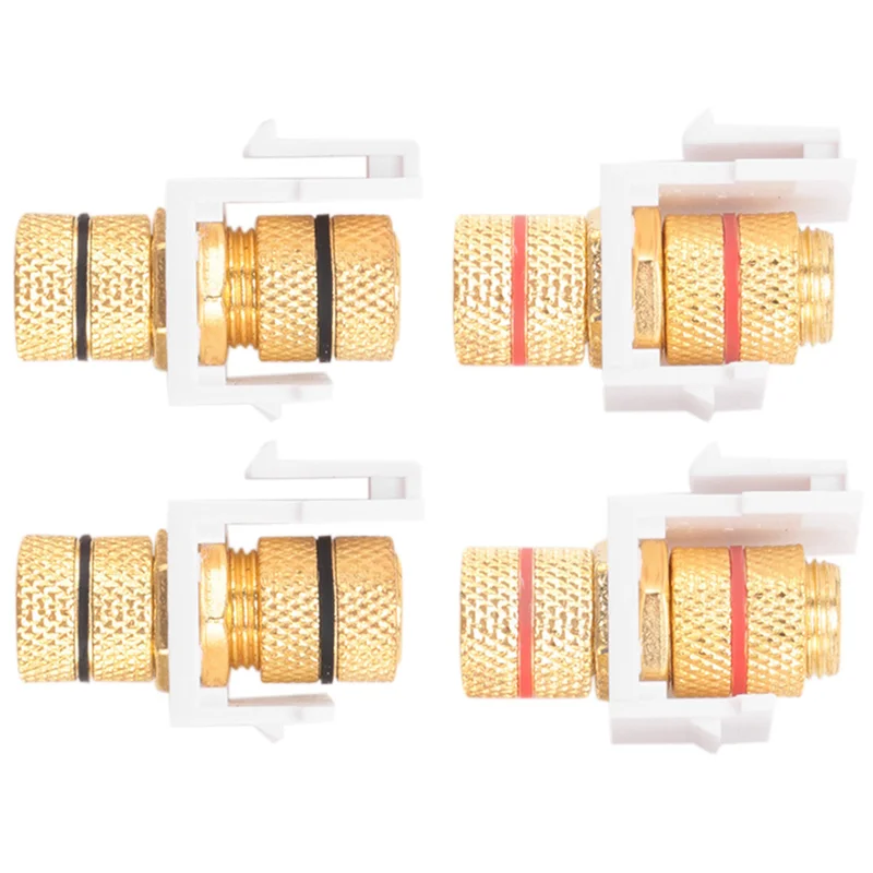 

New-Banana Jack Binding Post Keystone Jack Insert With Black & Red Rings, Screw Type Audio Speaker Keystone, 8 Pairs/16 Pack