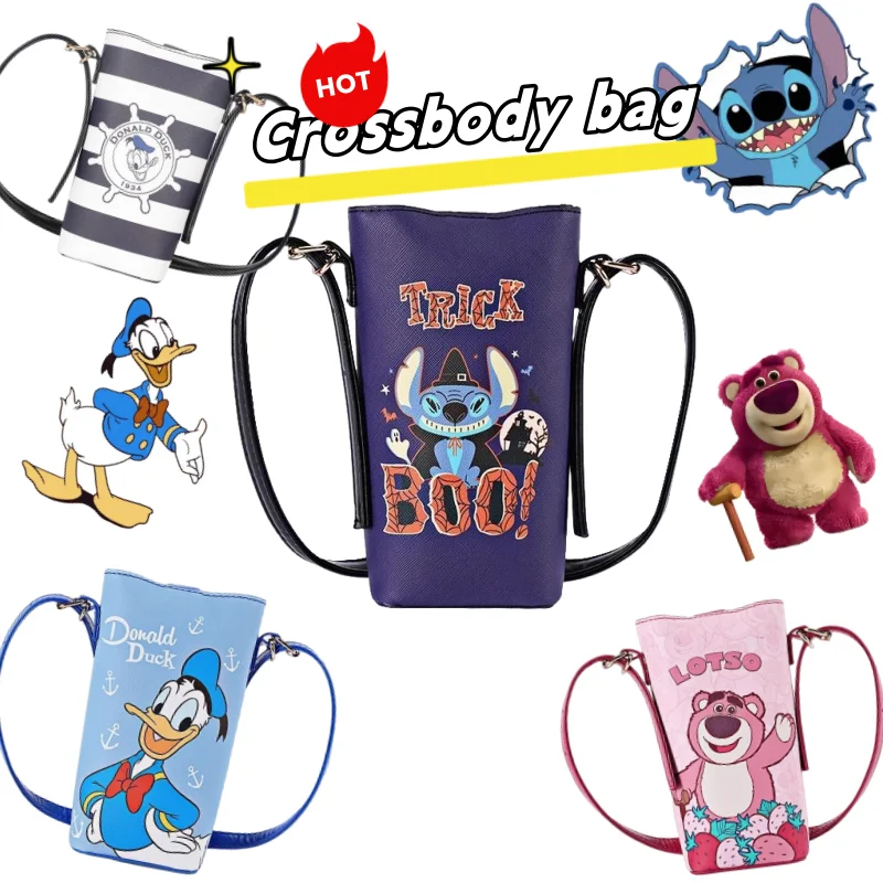 

Stitch Lotso Donald duck cartoon cute creative personality high value large capacity print peripheral phone bag crossbody bag
