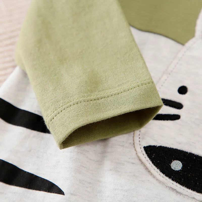 Newborn boy romper green zebra embroidery Toddler Clothing Infant Long Sleeve cotton spring and autumn one-piece pajamas