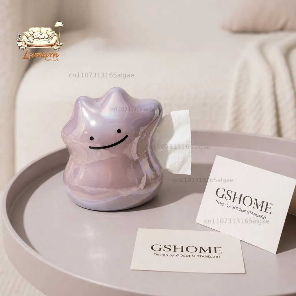 Limited-edition changeable ceramic tissue box cute living room dining table paper paper roll paper can be used with bottom p