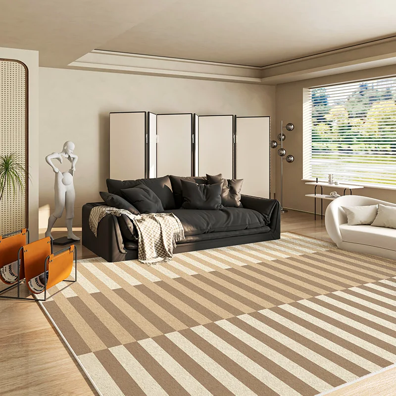 Modern Simple Black Off-white White Carpets for Living Room Bedroom Decor Large Area Rug Lint-free Washable Non-slip Floor Mats
