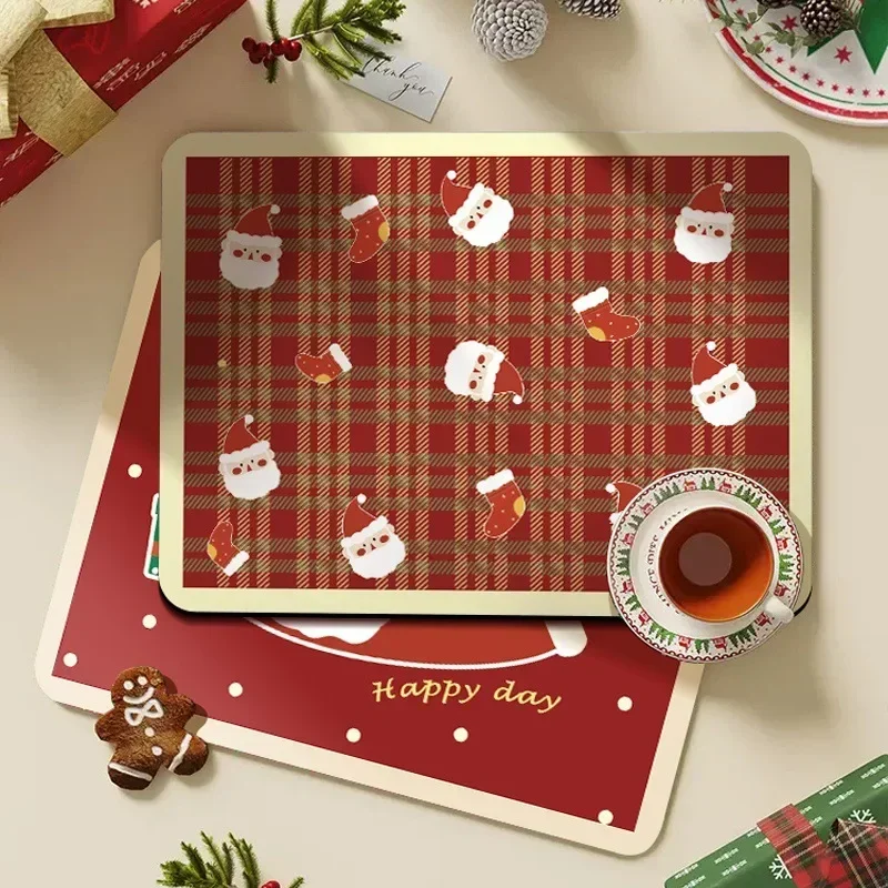 

Christmas Kitchen Drain Mat Coffee Mat Non-slip Oil-resistant Absorbent Multifunctional Waterproof Pad Easy Cleaning