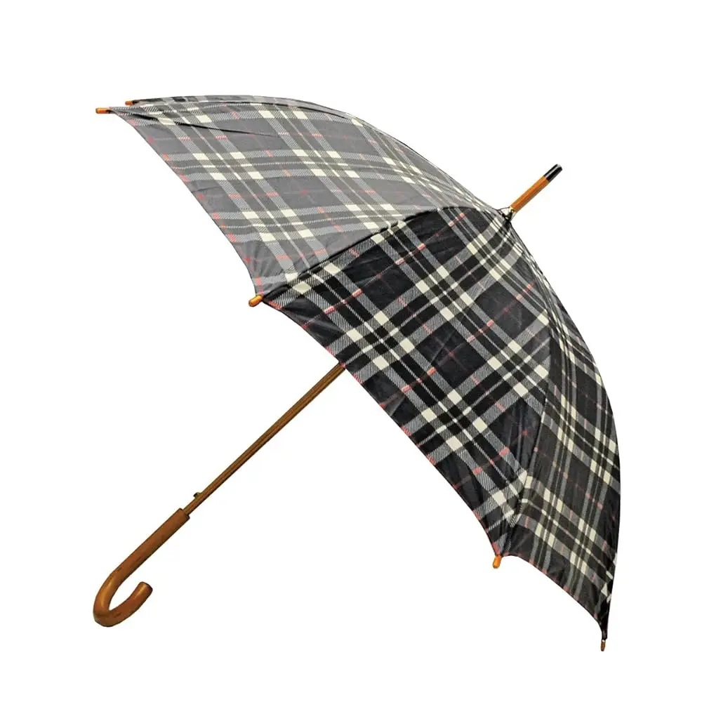

Classic Auto Open Umbrella with Real Wooden Hook Handle