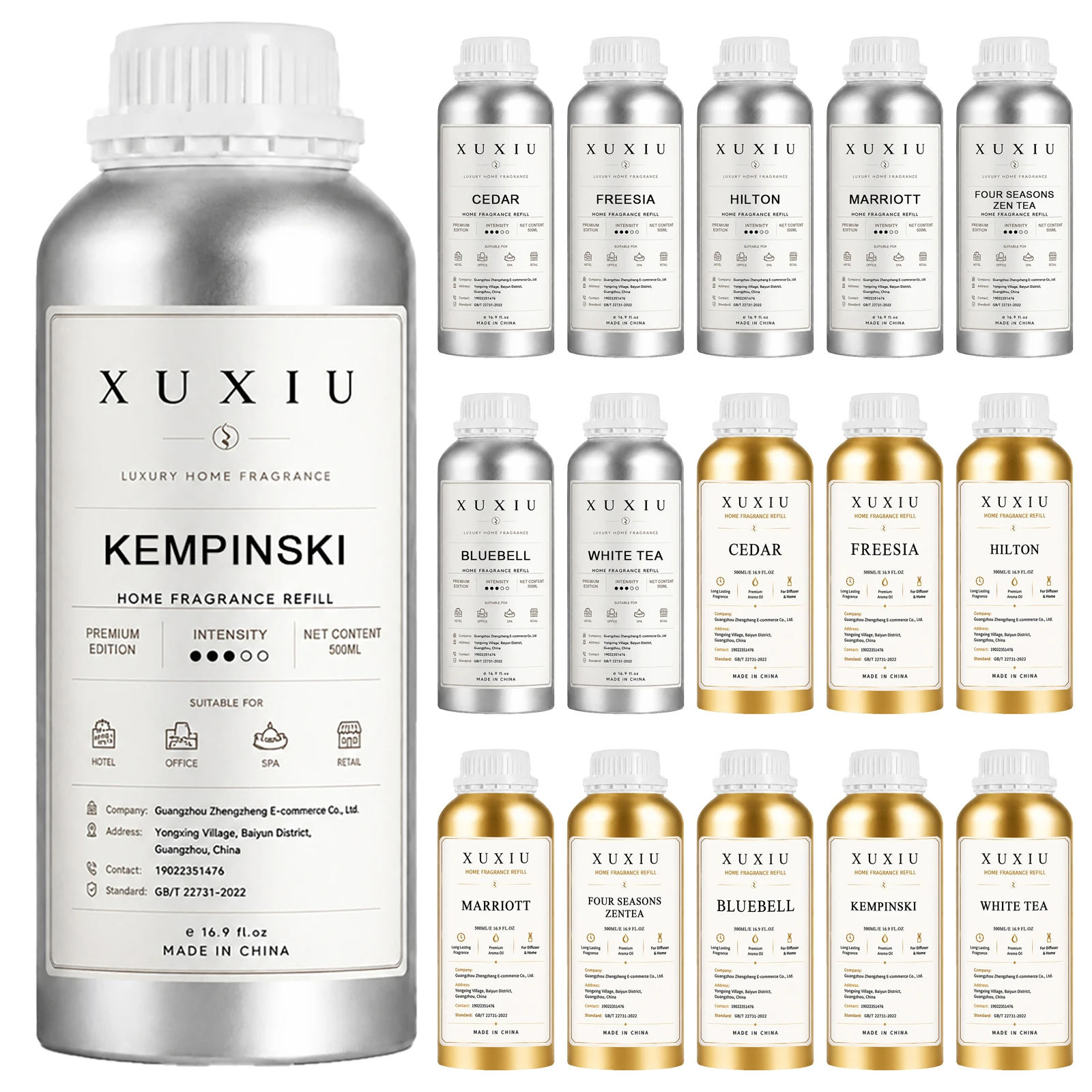 500ML Oil‑Based Long‑Lasting Fire‑Free Essential Oil Refill Liquid, Indoor Fragrance for Hotel, Home & Bedroom