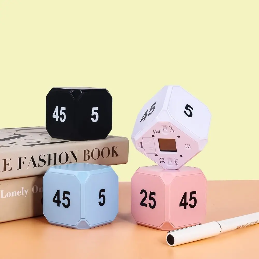 LED Display Cube Digital Timer Long Battery Life Gravity Sensor Cooking Countdown Timer Mini Flipping Preset Timer Study