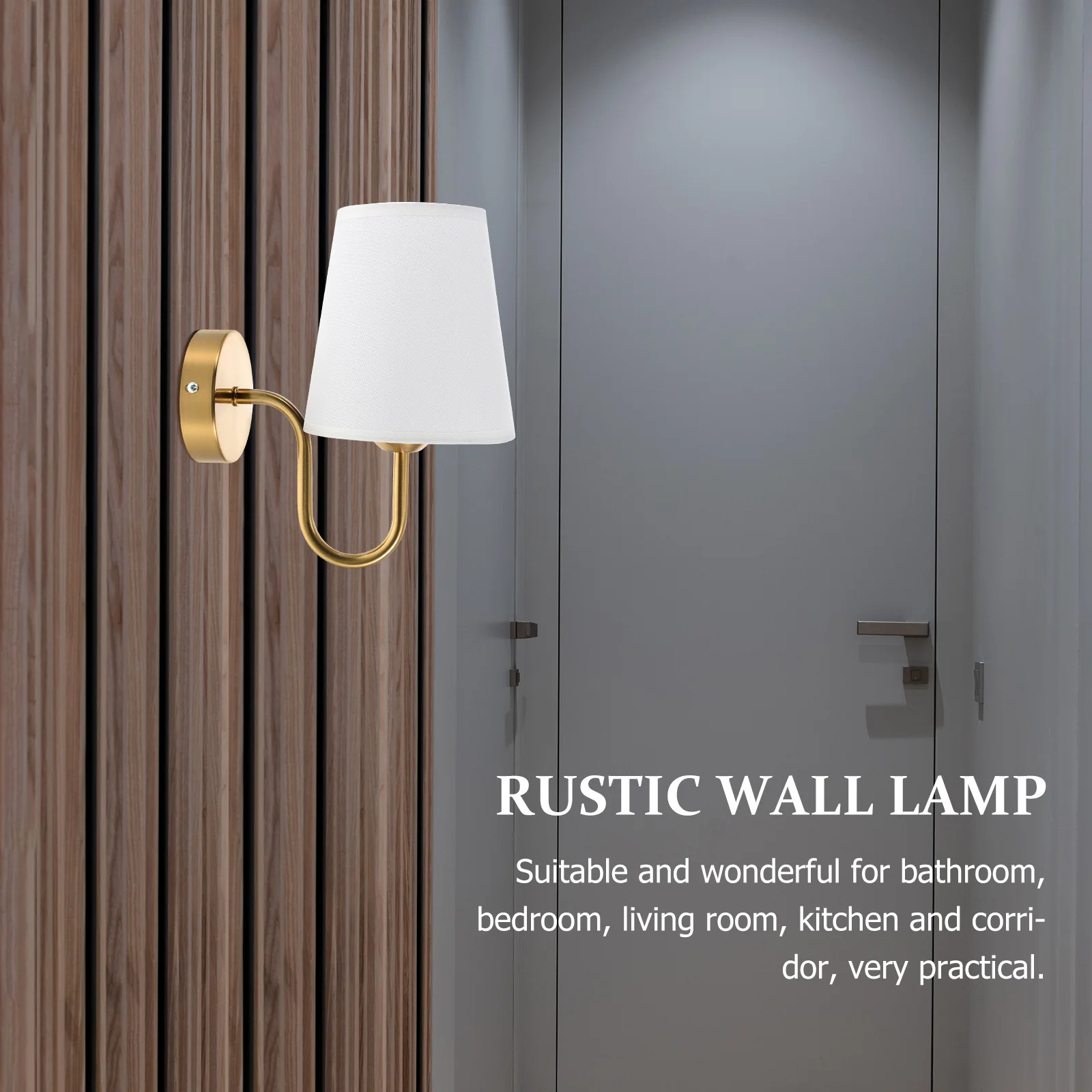 

Stylish Wall Light with Fabric Shade Black Column Stand Sconce for Bedroom Kitchen Bathroom Home Hotel Lighting