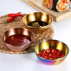 Seasoning Dish Serving Tray Seasoning Bowl Metal Sauce Plate Stainless Steel Mini Sushi Dipping Seasoning Bowls	Appetizer Plate