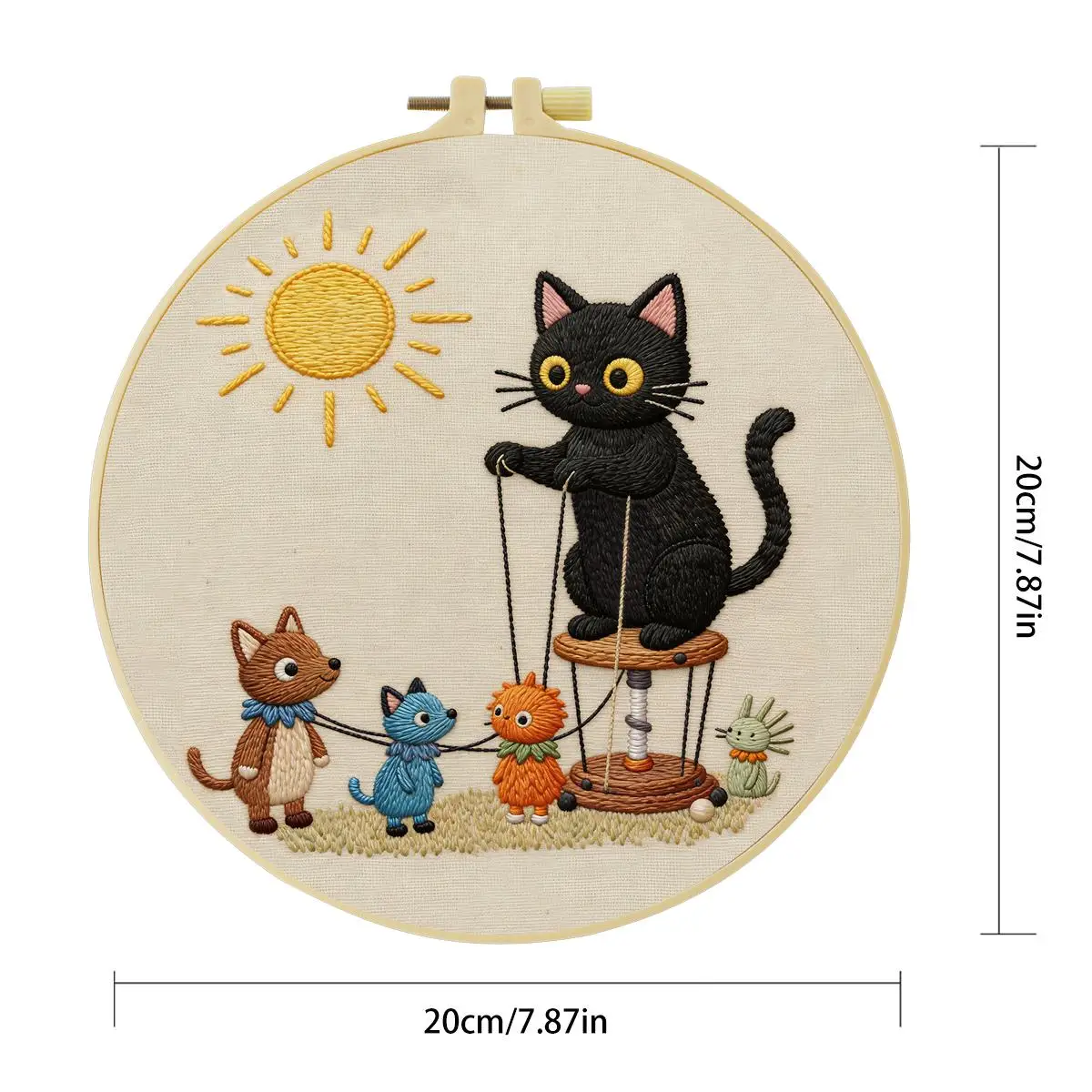1 Stück 20X20CM/15X15CM 7,87/6,3 Zoll Katze und Maus Stickerei Starter-Kit DIY-Kit DIY-Stickerei-Set Handarbeiten Nähkunst – Detail 4
