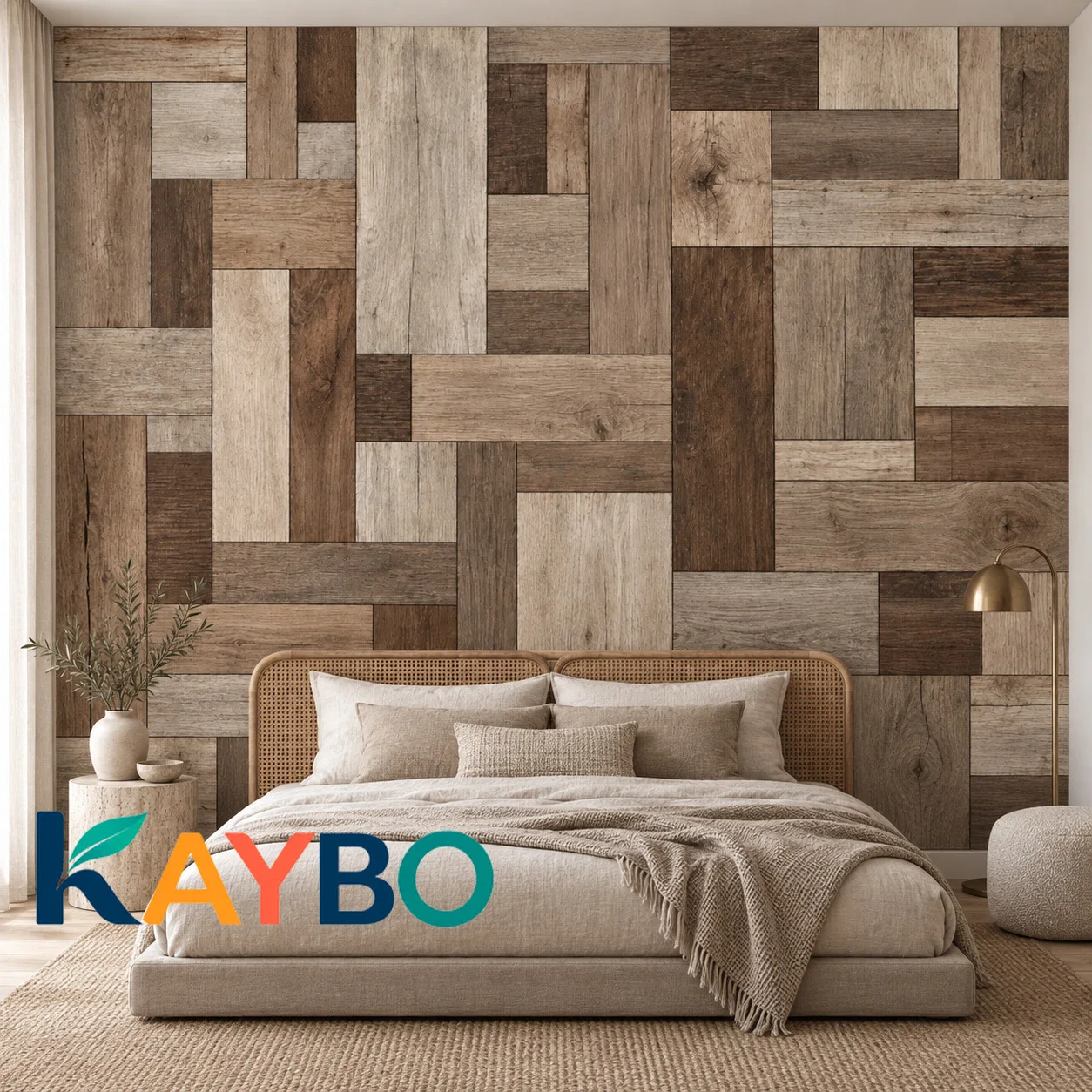 Wood Panel Wallpaper Mural Rustic Reclaimed Timber Plank Wall Decor Farmhouse Bedroom Living Room Non Self Adhesive Wallpaper
