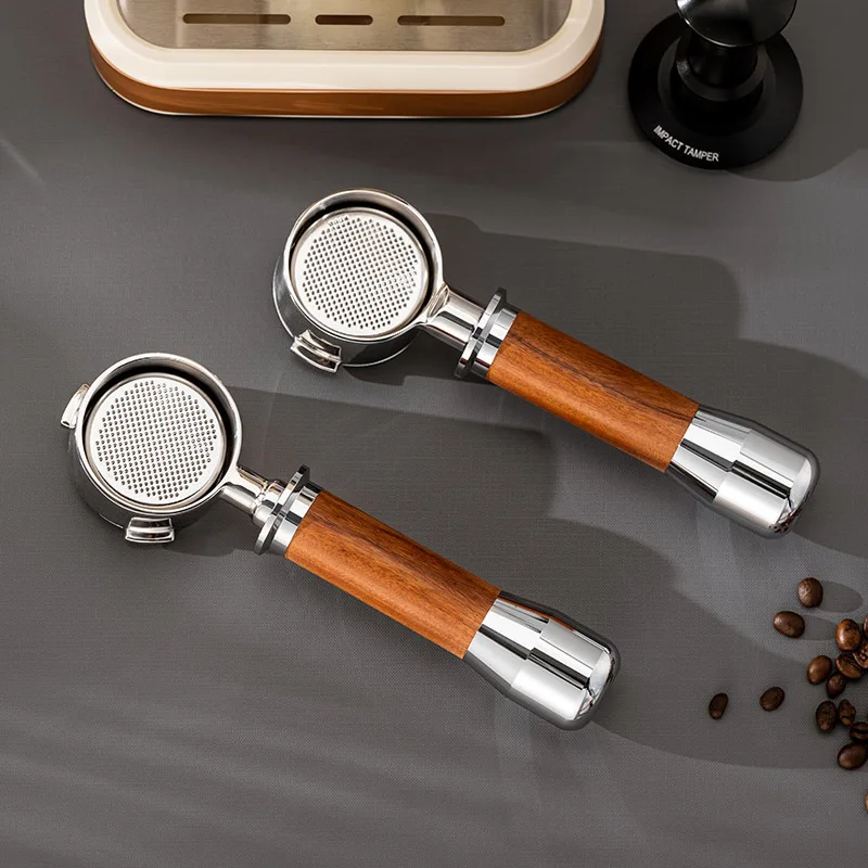 Espresso Coffee Portafilter Removable Coffee Machine Handle Solid Wood Handle Accessory Stainless Steel Bottomless Handle