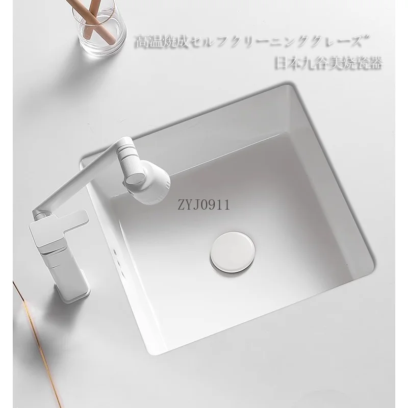 Stone basin square flat bottom under the counter basin, embedded wash basin balcony