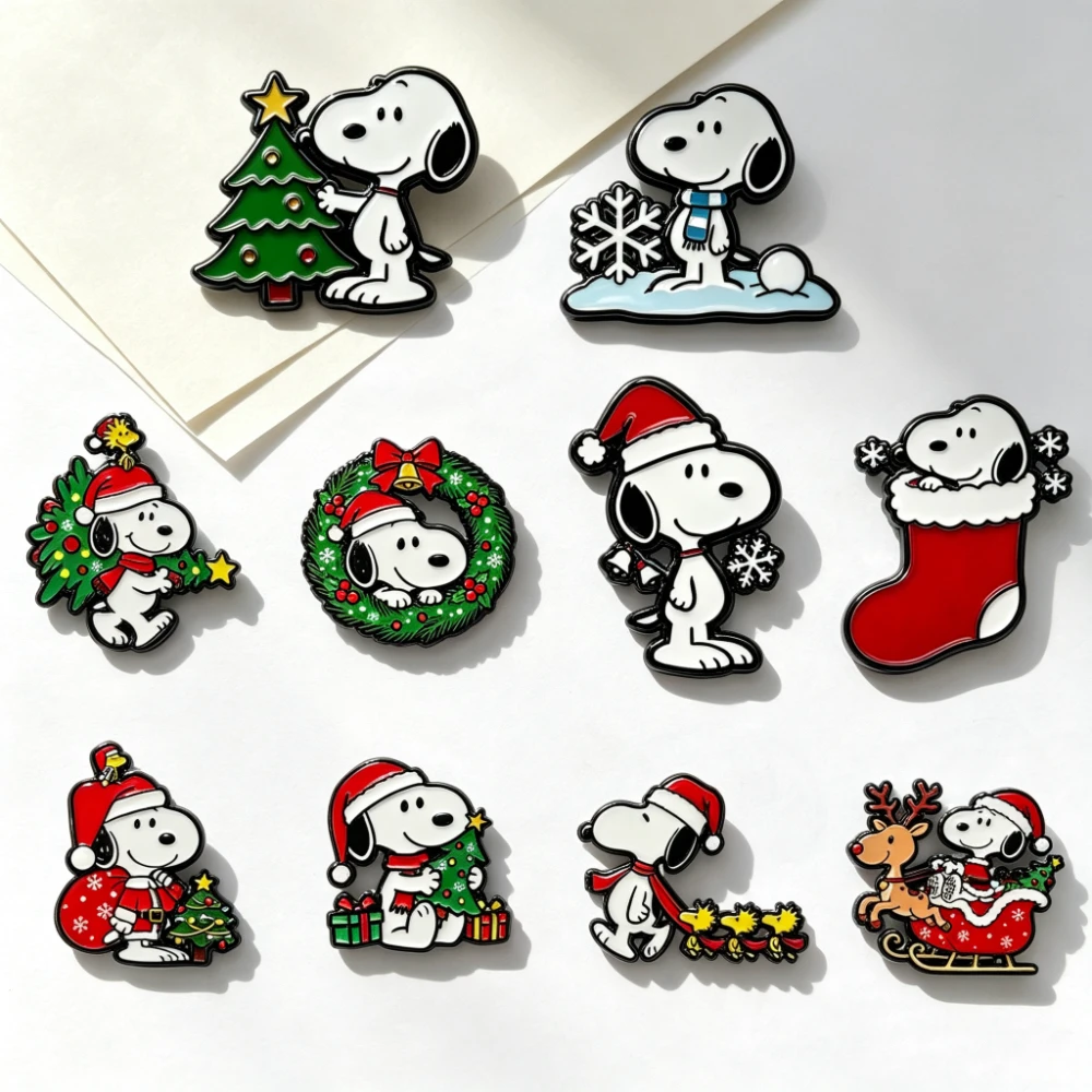 10 Stück Weihnachts-Cartoon-Welpen-Anstecknadeln-Set, niedliche Hunde-Broschen für die Feiertage, dekorative Ansteckabzeichen für Kleidung und Accessoires – Detail 2