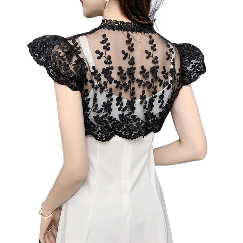 Mariage Bolero Women Female Summer Lace Wedding Jacket Wrap Short Sleeve Open Front Lace Bolero Shrugs Shawl Bridal Cardigan Top