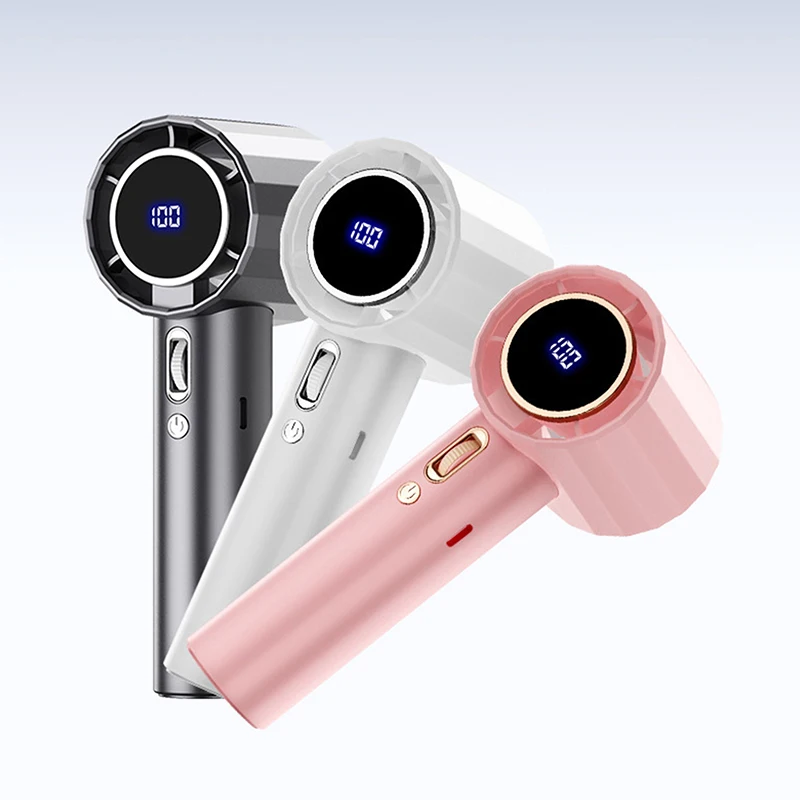 Mini Portable Hand Fan 1800mAh USB Rechargeable Fan Electric Eyelash Fan With Digital Display Outdoor Summer Travel Camping